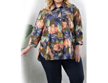 Женская Туника-рубашка большого размера арт. 1119762-591 (цвет хаки) Размеры 58-80