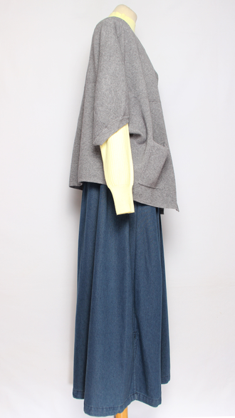 Жилет кимоно на пуговицах "ЧЕРЕПАХА" серый, черный до р.56