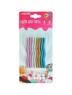 Свечи для торта Glitter Zig-Zag с блестками 8 свечей + держатели