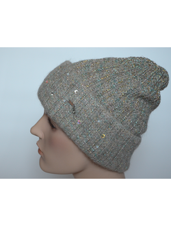 Шапка с отворотом и украшениями Vizio Италия 6908 CRY бежевая