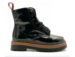 Dr. Martens Jadon Patent с мехом (черные с желтым) лак