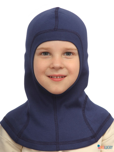 Шапка-шлем 23301-02 95%хлопок 5%лайкра, синий 44-46