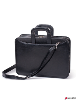 Портфель из кожзаменителя, 2 отделения, на молнии, «Карьера», 36×31×7 см, черный. 240267