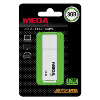 Флеш-память ProMega jet, 8Gb, USB 2.0, белый, PJ-FD-8GB-White