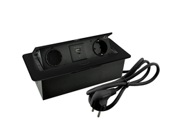 Удлинитель PLUG-X H2 горизонтальный 2xSCHUKO 1xUSB А 1xUSB C черный  (14.0101)  AQ