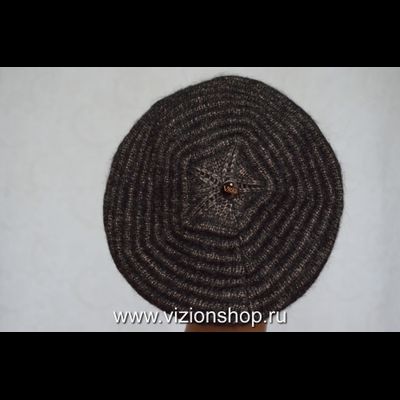 Женский берет в полоску вязаный Vizio Италия 6478 коричневый