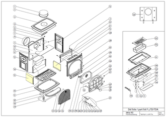 Внутренняя боковая стенка для печи Jotul F3 TD на схеме