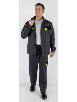 Брюки MILL-МАСТЕР цв. серый/чёрный/лимон, тк. твил 240