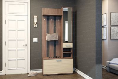 НИКА ВЗ910 Вешалка с зеркалом Ясень Шимо темный-светлый