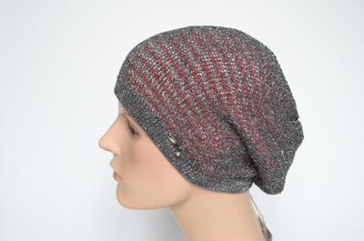 Берет Vizio 6625 серый с бордо