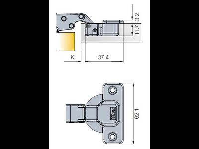 Петля T-type 110/48/0 мм (накладная) Touch Opening