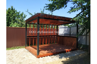 Беседка деревянная на металлокаркасе 3*4м