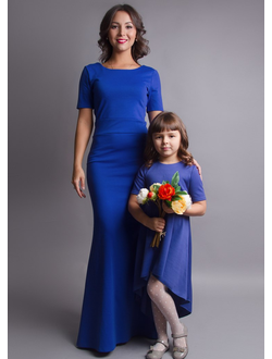 синее платье family look