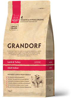 Grandorf (Грандорф) сухой корм для взрослых кошек Ягненок с индейкой, 2 кг