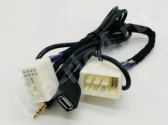 Переходник USB +AUX без резки проводки для установки к  штатной магнитоле Киа Рио 4 - Kia Rio IV  2017-2020