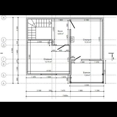 Одноэтажный каркасный дом с мансардой с двумя спальнями 80м² (SK47)