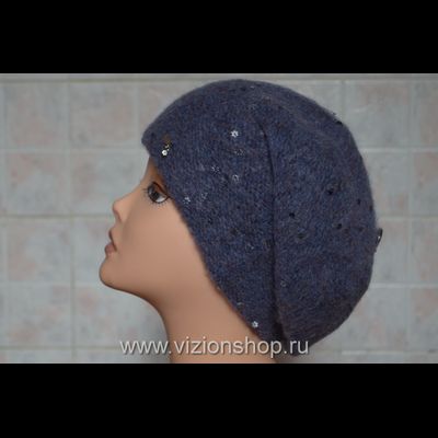 Новый берет женский  Vizio Италия 5841 вязаный голубой