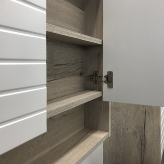 Тумба-умывальник "Клеон-60 Н" дуб дымчатый/белый с раковиной QUADRO 60