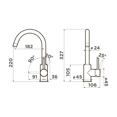 Смеситель OMOIKIRI SHINAGAWA- P GR