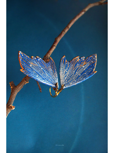 "Вавилонский мотылёк", крупные серьги-крылья авторской работы