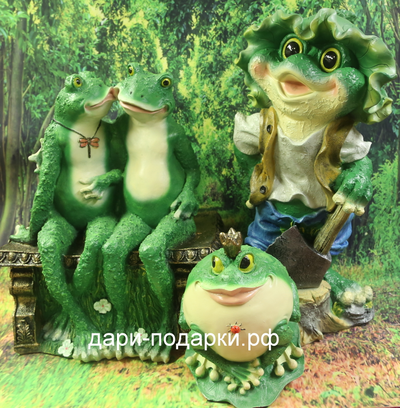 Лягушка в капустной шляпе 50*30см    3кг    полистоун Россия 3058/011279-3*