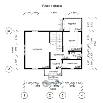 ДЖ-10 ГАБАРИТНЫЕ РАЗМЕРЫ: (8Х9М) 1,5 ЭТАЖА, ОБЩАЯ ПЛОЩАДЬ: 117М²