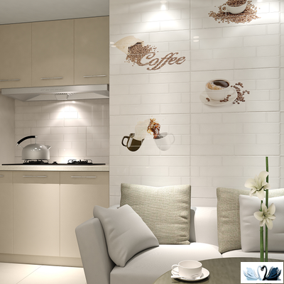 Плитка настенная Belani Брик Декор белый 30 х 60 см Кофе Береза керамика