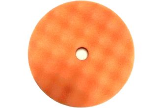 Диск полировальный поролоновый 150 мм, средней жесткости, рельефный, оранжевый, липучка