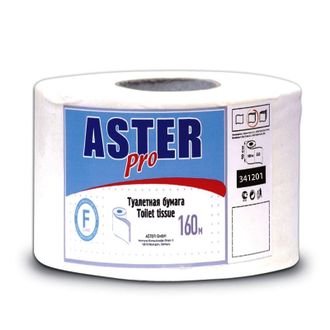 Бумага туалетная для диспенсера Aster 2сл бел 100%цел втул 160м 12рул/упак 341201