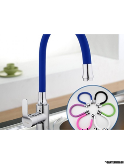 Смеситель для кухни 35к FRAP F4353 с гибким силиконовым изливом F7250 черный F7251 зеленый F7253 синий F7254 фиолетовый F7255 розовый F7256 белый