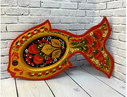 Икорница Рыба 250*120 с хохломской росписью