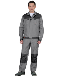 Костюм -ВЕСТ-ВОРК" куртка, брюки ср. серый с т.серым пл. 275 г/кв.м
