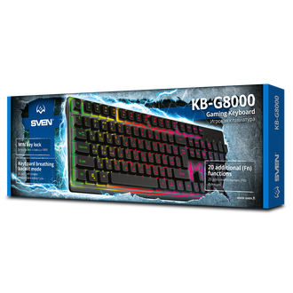 6438162019907  Клавиатура  проводная SVEN KB-G8000	подсветка клавиш,  1.8м.