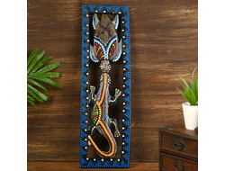 Модель № W156: панно "Геккон и черепаха" из дерева албезии (цвета - в ассортименте)