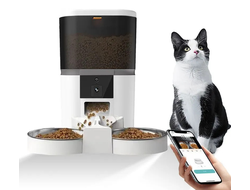 Автокормушка для кошек и собак QQ005 6 литров c двумя чашами и камерой