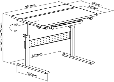 ПАРТА-ТРАНСФОРМЕР ДЛЯ ШКОЛЬНИКА FUNDESK COLORE GREY - габариты
