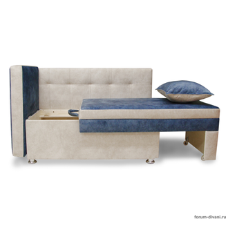 Кушетка Лилия, Синяя/Слоновая кость Левая