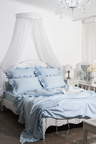 Постельный комплект с оборками "голубой"