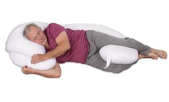 Мягка подушка обнимашка для мужчин формы Рогалик 340 см искусственный пух с наволочкой поплин цвет на выбор