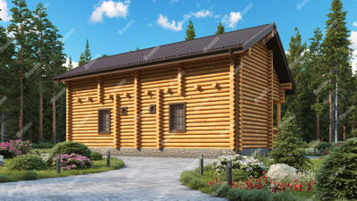 Дом для базы отдыха "Геленджик" из оцилиндрованного бревна, 120 м2