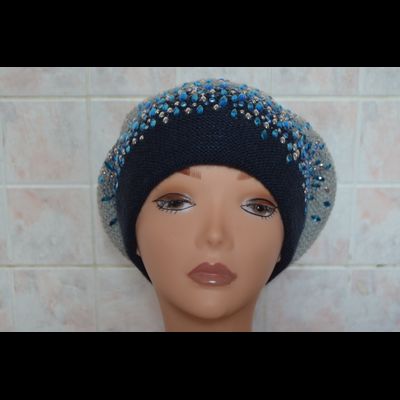 Берет с украшениями Vizio Италия 5561 женский сине - серый