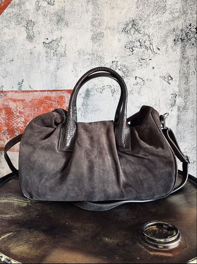 Женская коричневая сумка-трансформер из натуральной замши, Italy, Vera Pelle. Арт. 021041