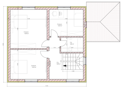 Двухэтажный дом с тремя спальнями, кабинетом 137.27м² (S43)