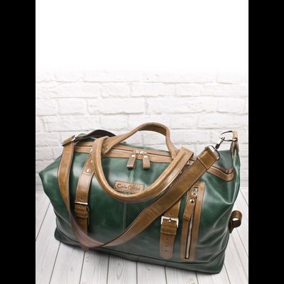 Кожаная дорожная сумка Campora Premium dark green (арт. 
4019-11)