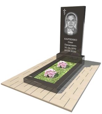 Прямоугольная строгая стела с цветником