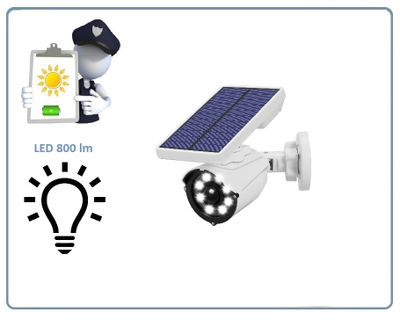 Муляж уличной видеокамеры + светильник. Встроенный аккумулятор + солнечная батарея.