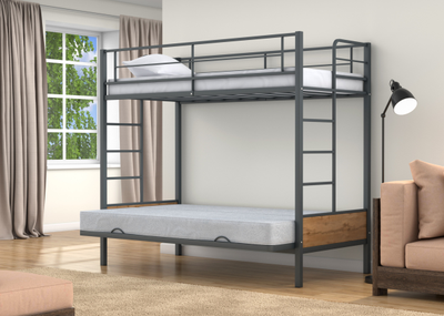 Двухъярусная кровать-диван Дакар 1 Серый (вставки дуб крафт табак) фото 3