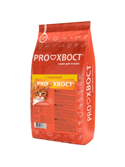 Корм Прохвост для взрослых кошек с курицей 10 кг