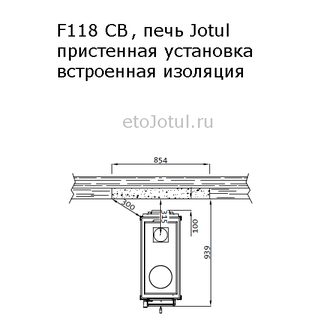 Установка печи Jotul F118 CB BP пристенно к негорючей стене, какие отступы