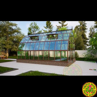 Базовая комплектация теплицы из стекла и алюминия “Леонардо” размером 5000 х 8000 мм